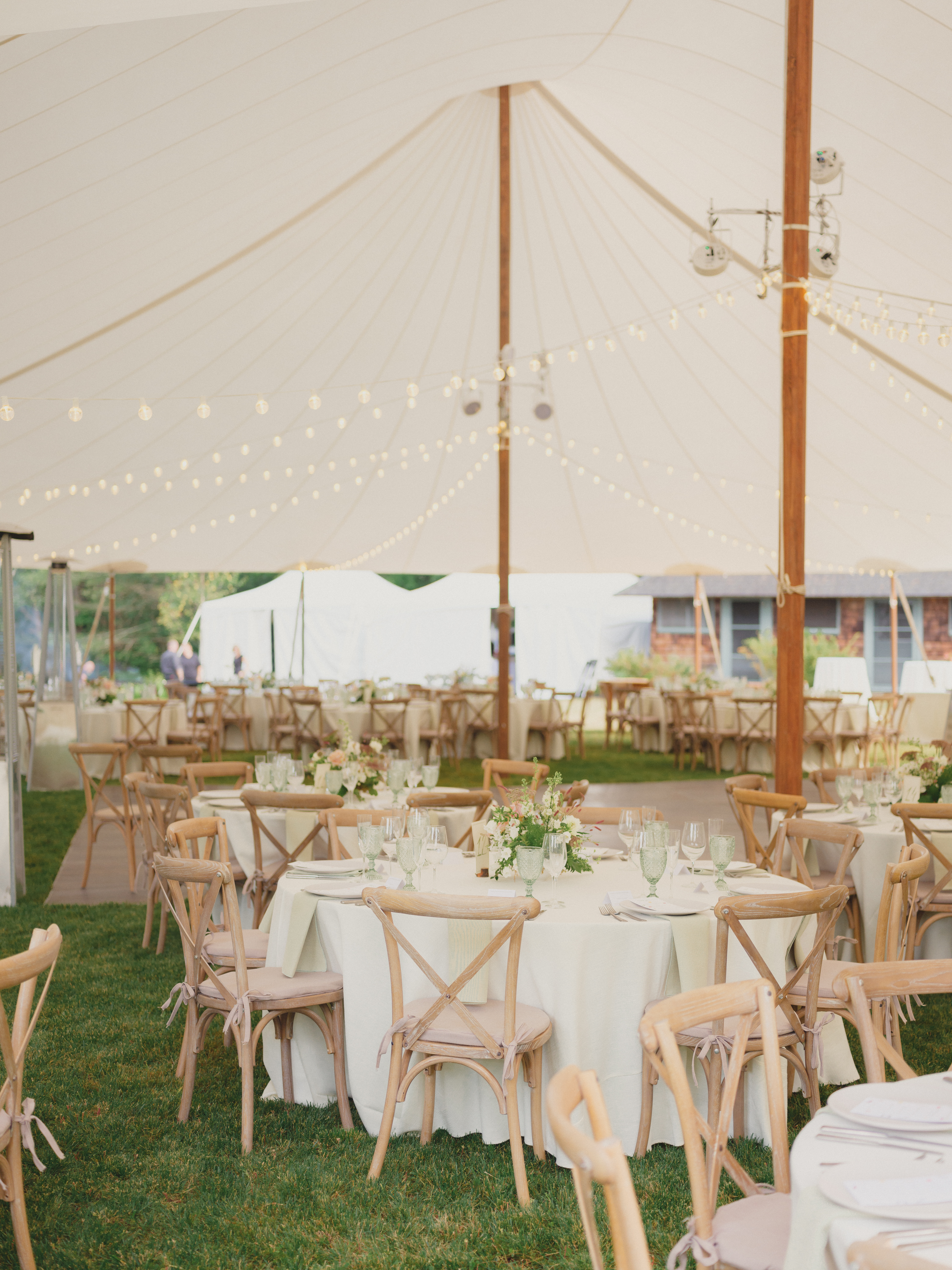 Adirondack camp tented wedding reception